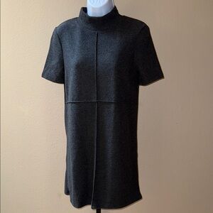 NWT Zara Dark Gray Mini Knit Short Sleeve Polyester Cotton Dress Women’s Size S